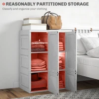 HOMCOM Portable Wardrobe, Foldable Clothes Storage Organizer with 6 Compartments, Magnet Doors, Easy Assembly, White(m-4)