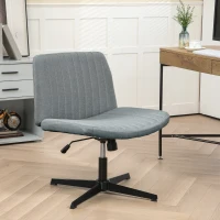 HOMCOM Criss Cross Chair, Wide Armless Office Chair, Fabric Computer Desk Chair with Adjustable Height, Gray(m-10)