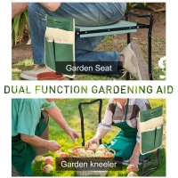 Outsunny  Garden Kneeler Seat Foldable Stool Bench 2 EVA Foam Kneeling Pad and 1 Large Tool Pouch(m-4)