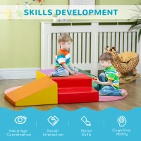 Qaba 6-Pieces Foam Climbing Blocks for Toddlers 1-3 Years, Soft Play Set for Climb and Crawl, Assorted(m-4)