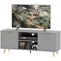 HOMCOM TV Stand with Storage for 55 Inch TV, Modern TV Cabinet with 2 Open Shelves and 2 Cabinets for Living Room, Grey(m-2)