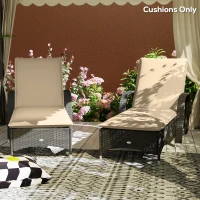 Outsunny Foldable Chaise Lounge Cushion Set of 2, Outdoor Lounge Chair Cushion Set, UPF50+ 200gsm Fabric, 76" x 23", Beige(m-7)