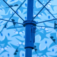 Outsunny Kids Folding Table and Chairs Set for Outdoor Garden Patio Backyard with Removable & Height Adjustable Sun Umbrella, Blue(m-9)