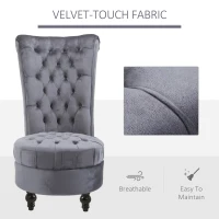 HOMCOM Retro High Back Armless Royal Accent Chair Fabric Upholstered Tufted Seat for Living Room, Dining Room and Bedroom, Grey(m-6)