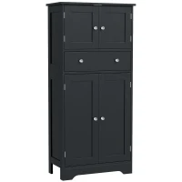 HOMCOM 50.5" Kitchen Storage Cabinet, Modern Kitchen Pantry Cabinet with 4 Doors, Drawer, Adjustable Shelf, Black(m-2)