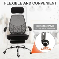 Vinsetto Ergonomic High Back Mesh Office Chair Swivel Reclining Computer Desk Chair with Retractable Footrest, Headrest, Padded Armrest(m-6)