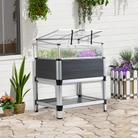 Outsunny Raised Garden Bed with Cold Frame Greenhouse and Storage Shelf, Aluminum & PVC Elevated Planter Box for Herbs and Vegetables, Use for Patio, Backyard, Balcony(m-1)