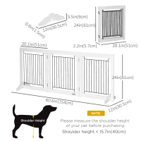 PawHut Freestanding Pet Gate, Folding Dog Gate with 2 Support Feet, 24" High, 3 Panels, for Small Dogs, Indoor Use - White(m-3)