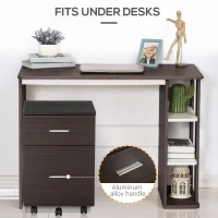 Vinsetto Mobile Filing Cabinet, Vertical File Cabinet with 2 Drawers, Wheels, for Letter or A4 File, Brown(m-6)