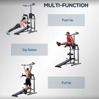 Soozier Multi-function Power Tower with Dip Station, Sit-up Bench, Pullup Bar, Push up Station, Combo Exercise Home Gym Fitness Equipment(m-4)