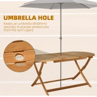 Outsunny 7 Piece Wood Patio Dining Set for 6, Dining Table and Chairs Set with Umbrella Holes, Folding Outdoor Patio Furniture, Teak(m-7)