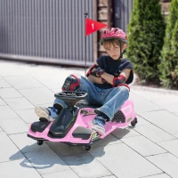 Aosom 12V Electric Drifting Go Kart w/ Slow Start, Music, Lights, Pink(m-10)