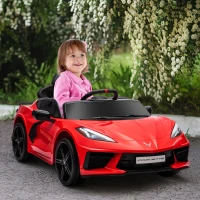 Qaba Chevrolet Corvette Licensed 12V Kids Electric Car with Parental Remote Control, Suspension System, Slow Start, Red(m-10)