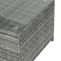 Outsunny 3 Pieces Patio PE Rattan Bistro Set Cushioned Armchair Sofa and Coffee Table Outdoor Furniture(m-9)