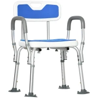 HOMCOM Adjustable Shower Chair with Arms and Back, Bath Chair with Regular Seat, Anti-slip Shower Bench for Seniors and Disabled, Tool-Free Assembly, 299lbs(m-11)