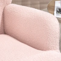 HOMCOM Accent Sherpa Chair, Upholstered Armchair, Fluffy Wingback Chair for Living Room, Reading Room, Pink(m-9)