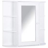 HOMCOM Mirrored Bathroom Wall Cabinet Wall Mounted Medicine Cabinet with Door & Shelves, White(m-11)