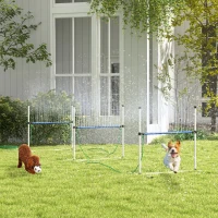 PawHut 4pc Dog Agility Training Equipment Set with Spray Water Tube, White(m-2)