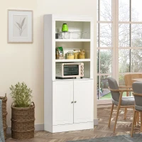 HOMCOM 72" Kitchen Buffet with Hutch, Kitchen Pantry Cupboard with 2 Door Cabinet, and 2 Adjustable Shelves, White(m-2)