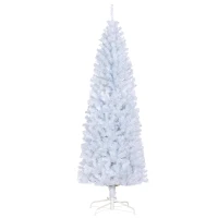 HOMCOM 6FT Pencil Christmas Tree, Artificial Christmas Tree with Automatic Open for Home Party, White(m-11)