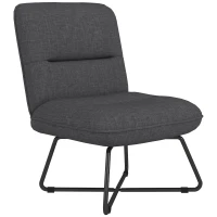 HOMCOM Armless Accent Chair, Upholstered Side Chair for Living Room with Crossed Steel Legs, Dark Grey(m-2)