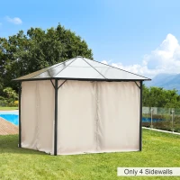 Outsunny 10' x 10' Universal Gazebo Sidewall Set with 4 Panels, Hooks/C-Rings Included for Pergolas & Cabanas, Beige(m-1)