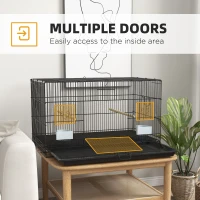 PawHut Birdcage for Canaries, Lovebirds Finches, Budgie Cage with Removable Tray, Bottom Mesh Panel, Wooden Perches, Swing, Ramp, Food Containers, 30" L x 18" W x 18" H(m-5)