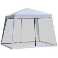 Outsunny 10x10ft Gazebo Tent with Netting Patio Canopy Outdoor Party Activity Sun Shade Garden Sun Shelter, Grey(m-2)