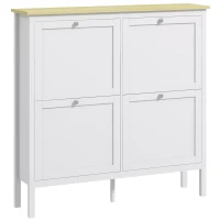 HOMCOM Entryway Shoe Storage Cabinet with 4 Flip Drawers, Adjustable Shelves, Narrow Shoe Cabinet for 20 Pairs of Shoes, White(m-11)