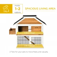 PawHut Rabbit Hutch Outdoor for 2 Rabbits, Wooden Rabbit Cage with Flower Bed, Removable Tray, Ramp(m-4)