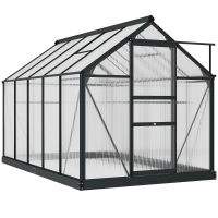 Outsunny 6.2' x 10.3' x 6.6' Outdoor Greenhouse with Walk-in Vent Door for Backyard Garden Gray
