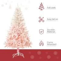 HOMCOM 5ft Artificial Christmas Tree Home Decoration Automatic Open  White and Pink(m-4)