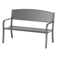Outsunny 50" Steel Garden Bench Outdoor Patio 2-Person Park Seat Yard Furniture Loveseat Brown(m-2)