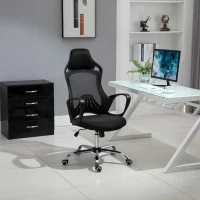 Vinsetto High Back Office Chair Mesh Desk Chair with Adjustable Backrest, Swivel Task Chair with Ergonomic Design Conference Office, Black(m-8)