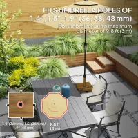 Outsunny 57 lbs Metal Square Patio Umbrella Base Holder, Outdoor Umbrella Stand with Wheels, Heavy Duty Patio Umbrella Stand Base for Garden, Poolside, Nature Wood(m-4)