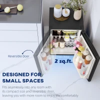 HOMCOM 2.5 Cu.Ft Mini Fridge, Single Door Compact Refrigerator with Freezer, Adjustable Thermostat, Reversible Door, Black(m-3)