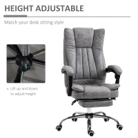Vinsetto Microfiber Computer Chair, Executive Office Chair with Reclining Backrest Retractable Footrest Adjustable Height Grey(m-4)