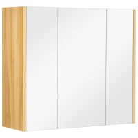 kleankin Wall Mounted Medicine Cabinet with Mirror Wall Mirror Cabinet with 3 Doors and Adjustable Storage Shelves White(m-11)