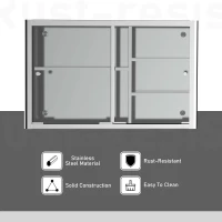 kleankin 24'' x 15'' Wall Mounted Bathroom Medicine Cabinet Sliding Door with Storage Shelves, Stainless Steel, Silver(m-6)