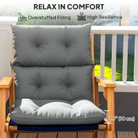 Outsunny Adirondack Chair Cushion, Tufted Rocking Chair Cushion with Ties, Non-Slip Replacement Seat Cushion for Outdoor Chair, Indoor Outdoor Cushion, Light Grey(m-4)