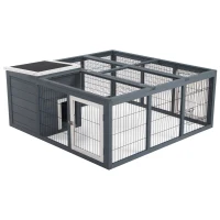 PawHut Rabbit Hutch, Waterproof Rabbit House for Small Animals, Gray(m-11)