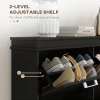 HOMCOM Shoe Storage Cabinet with 4 Flip Drawers and Adjustable Shelves, Narrow Shoe Cabinet for 20 Pairs of Shoes, Black(m-5)