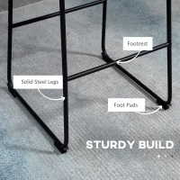 HOMCOM Counter Height Bar Stools Set of 2, Vintage PU Leather Bar Chairs, Kitchen Stools w/ Footrest for Home Bar, Blue(m-5)