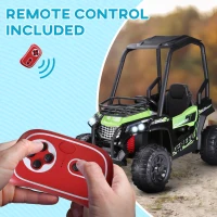 Aosom 12V Kids UTV with Music, Lights, MP3/USB, Suspension System, Remote Control, Green(m-7)