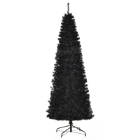 HOMCOM 7 FT Artificial Christmas Tree Pencil Xmas Tree with Stand, 818 Tips, Holiday Home Indoor Decoration for Party, Black(m-11)