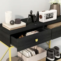 HOMCOM Hallway Console Table Entryway Table with 2 Drawers and Storage Shelf for Living Room Bedroom Behind Sofa Black(m-7)