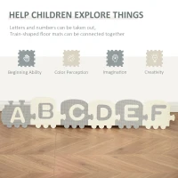 Qaba Kids Foam Puzzle Floor Tiles Baby Toddler Educational Play Mat 36 Pcs 12.5" x 12.5" with Letters and Numbers Anti-slip Crawling Learning 35SqFt EVA(m-7)