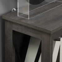 HOMCOM Industrial Style Corner Open Bookshelf with Storage Shelves and Metal X Bar Frame for Living Room, Dark Gray(m-8)