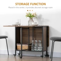 HOMCOM Folding Dining Table, Extendable Kitchen Table for Small Spaces with Storage Shelf and 6 Wheels, Light Brown(m-6)