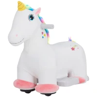 Qaba Kids Ride on Unicorn, 6V Battery Powered Electric Ride on Animal Toy w/ Music Forward, Foot Pedal for Aged 18-36 Months(m-1)